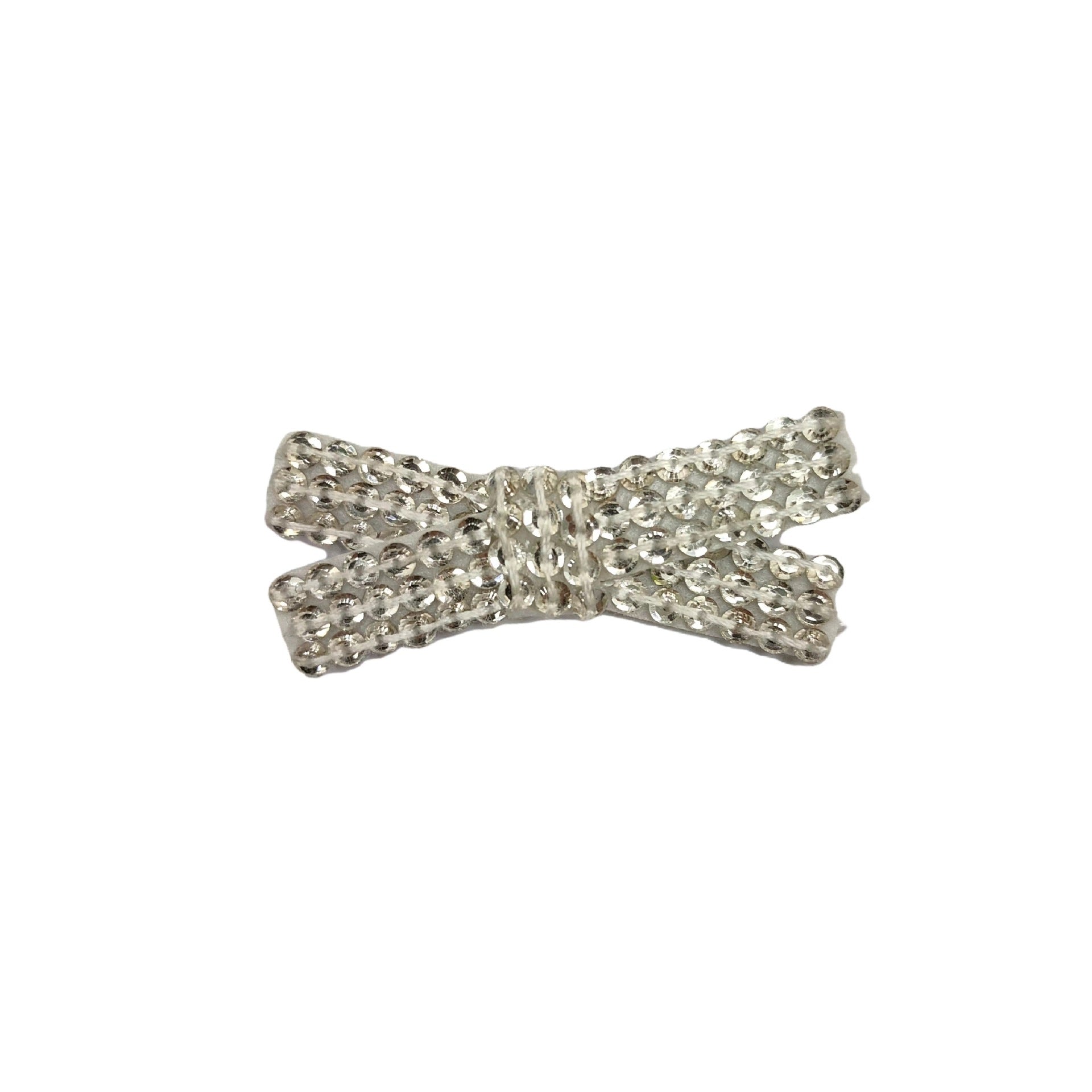 Silberne Strass-Schleifenapplikation, funkelnder Paillettenbesatz