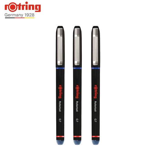 Комплект от 3 ролер химикалки rOtring – синьо мастило | иглен връх | 0,5 мм / 0,7 мм | прецизен лайнер с течно мастило
