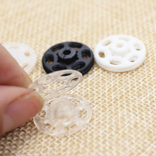 Black White Clear Plastic Invisible Snap Buttons for Clothing 40 Pack
