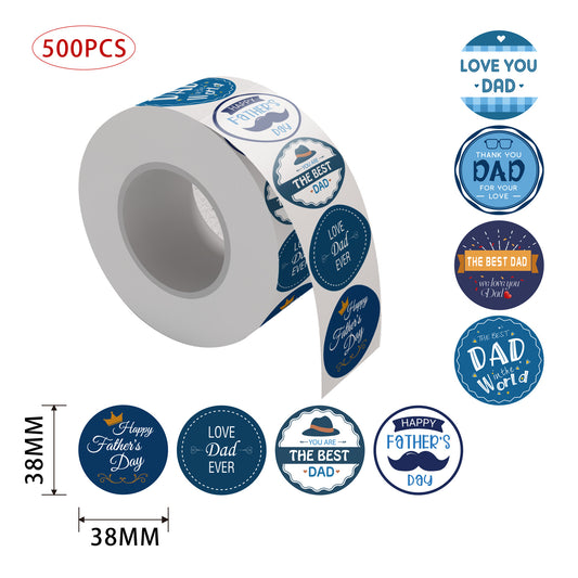 500pcs Happy Father‘s Day Stickers 1.5 inch Round Labels