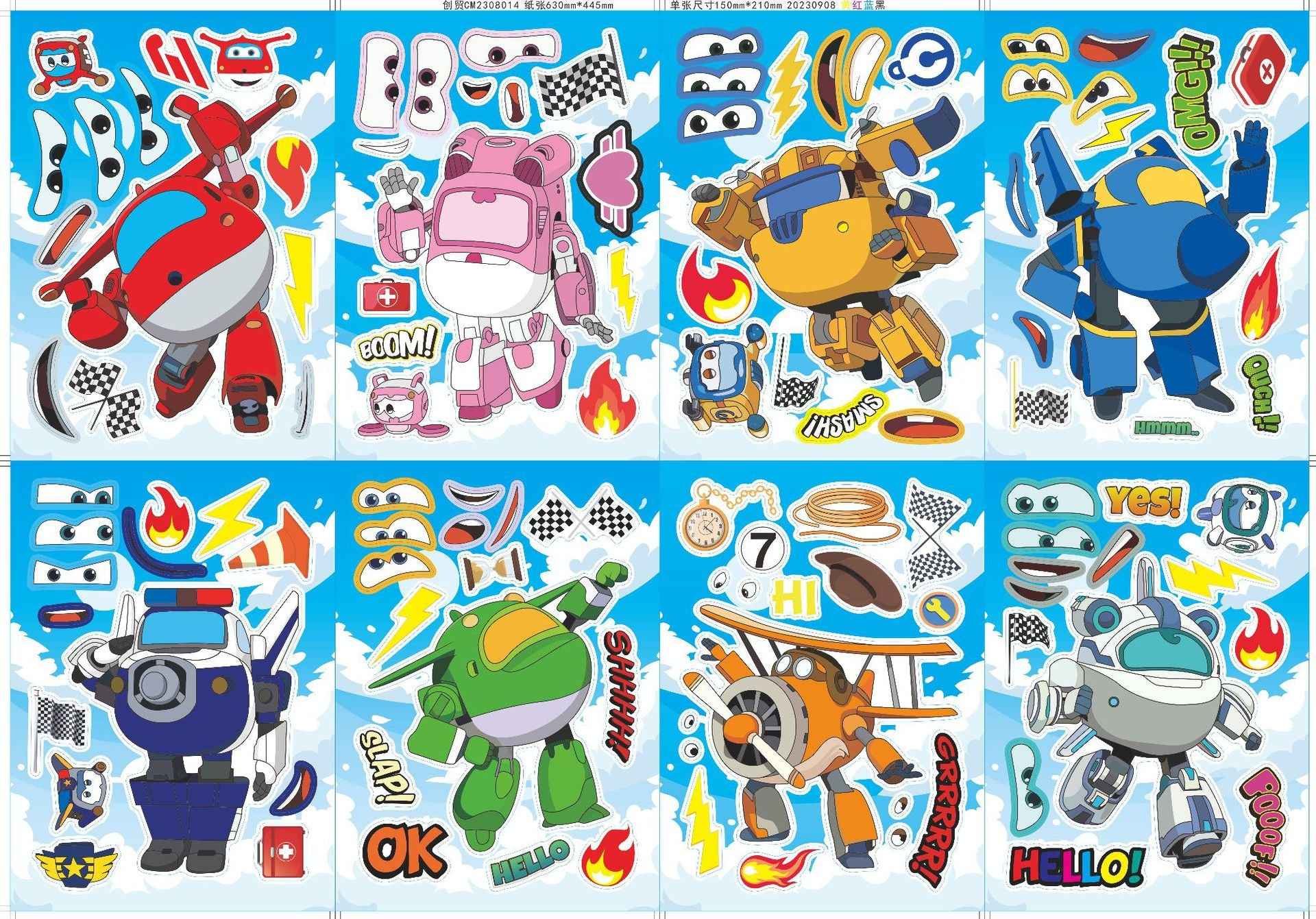 Make a Face Anime Super Wings Stickers for Kids 24 Sheets