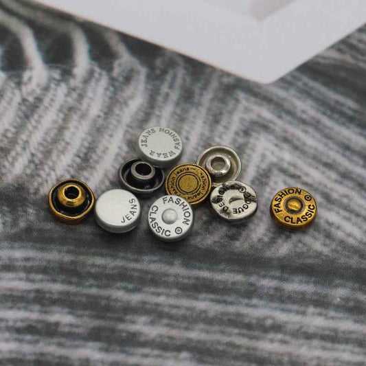 Retro Denim Studs 8mm Metal Rivets (4 Colors,100pcs) for DIY Belts,Jeans