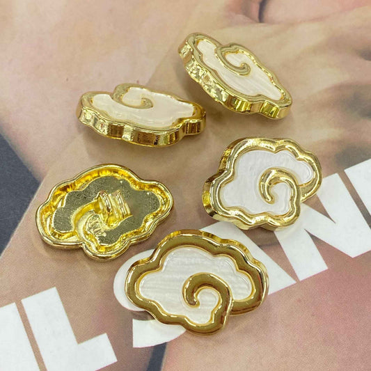 Gold Auspicious Cloud Stone Texture Metal Shank Buttons 20pcs