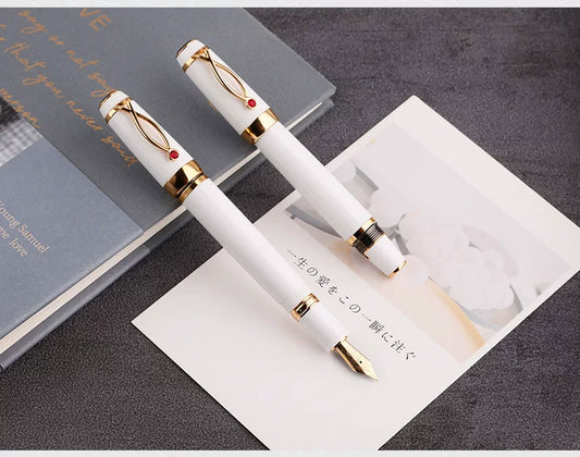 MAJOHN X1 Retractable Fountain Pen | EF Nib,Twist-Retract, White Barrel, Gold Clip
