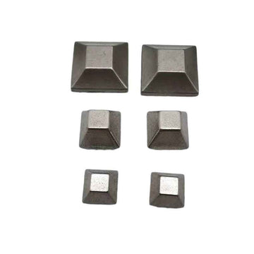 Vintage silver flat-top pyramid studs, alloy rivets with square base openings