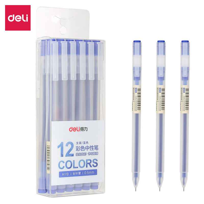 DELI A119 Colors Gel Pen Needle Tip Fine Point 12 Pack