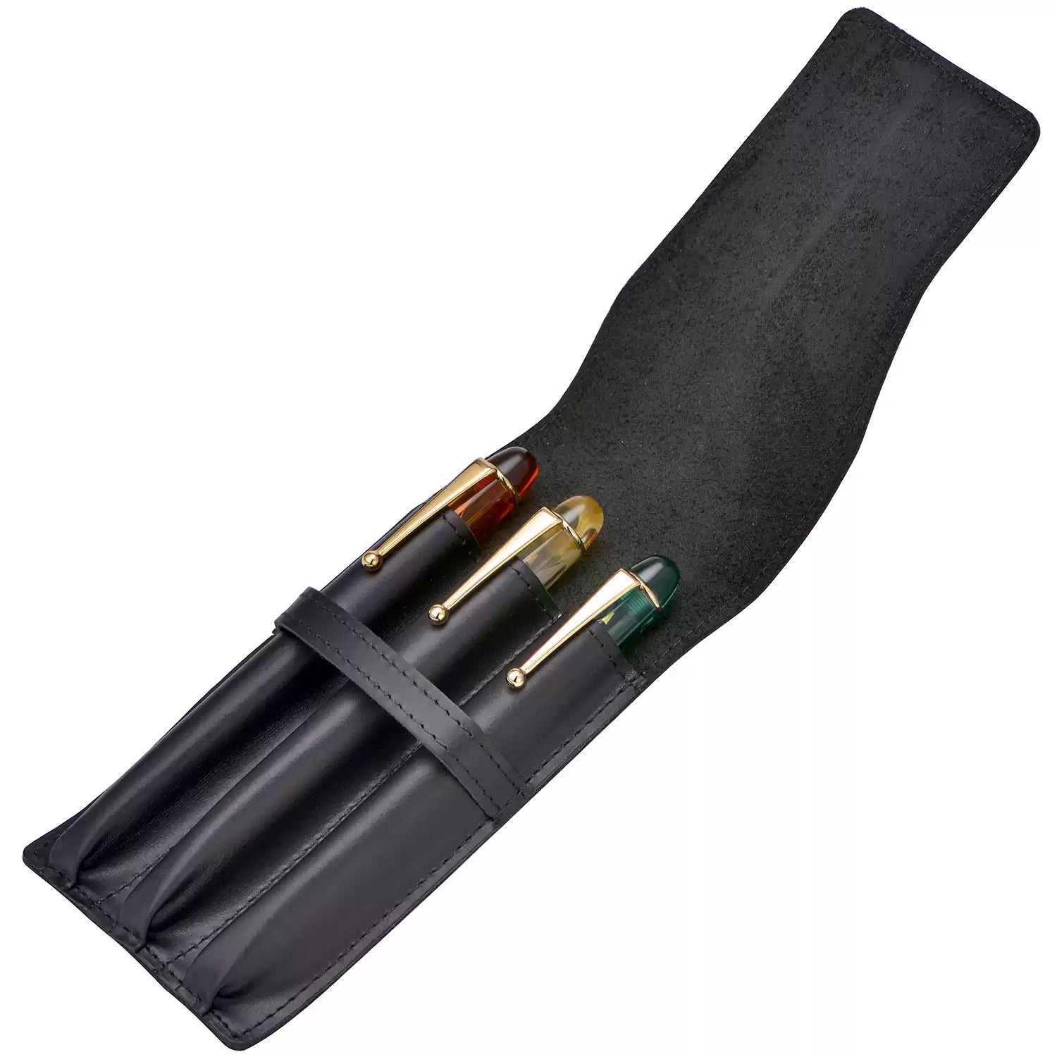 Asvine 3-Pen Handmade Oil-Tanned Genuine Leather Pen Pouch | Fountain Pen Carry Case & Protector