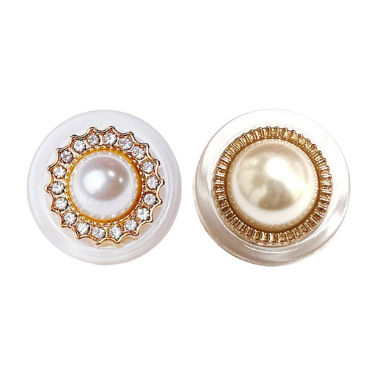 23mm Pearl Metal Resin Rhinestone Combination Button 12pcs