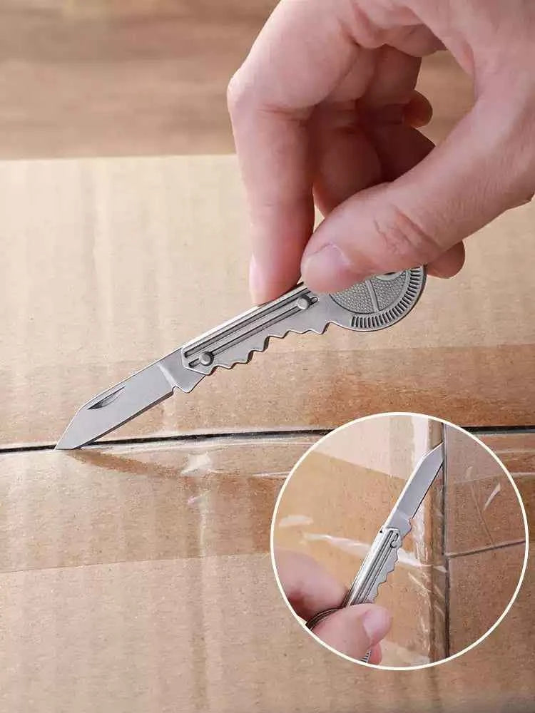 Stainless Steel Key-Shaped Mini Folding Knife 2-Pack