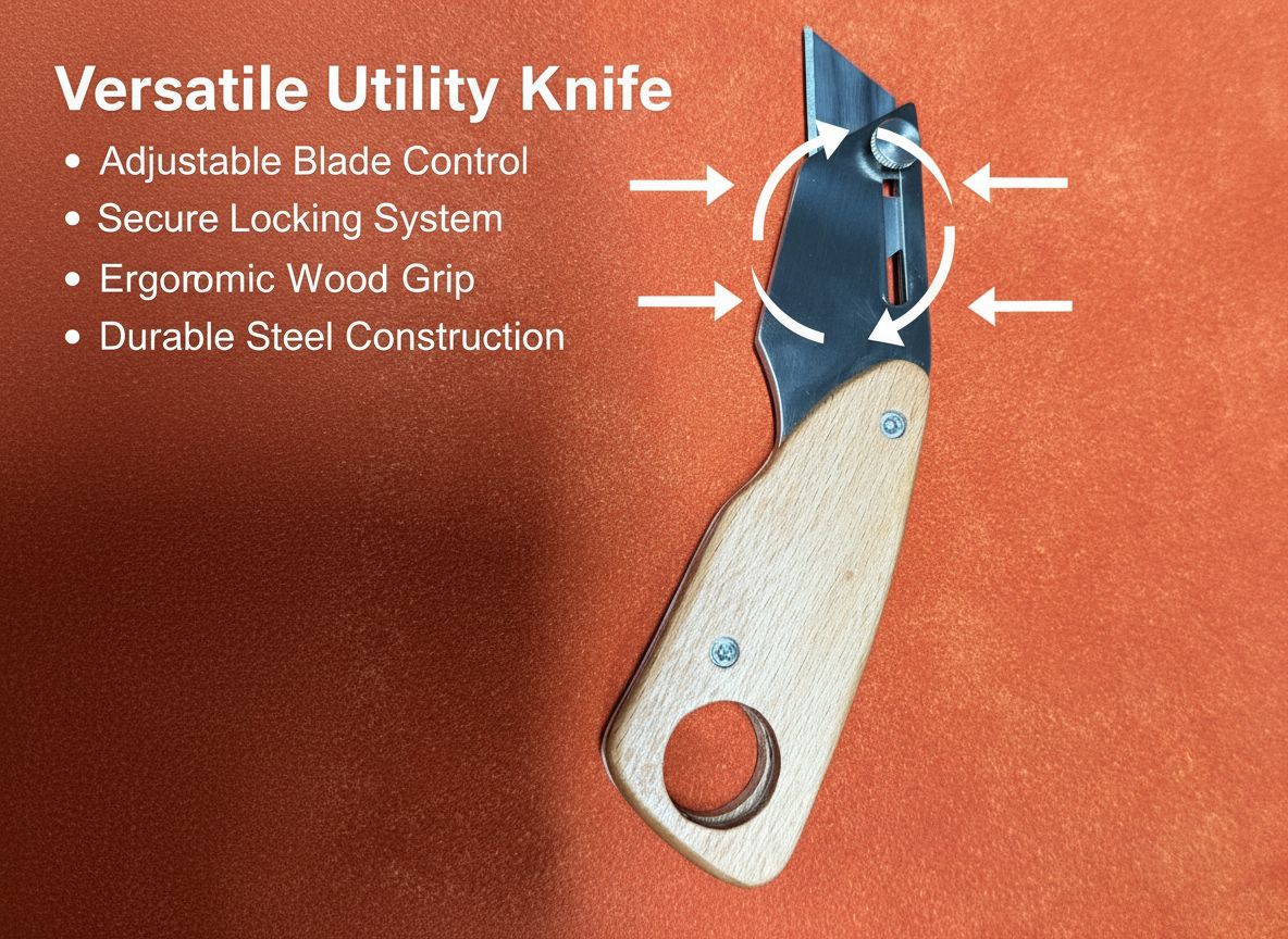 Professional Leather Skiving Knife Wooden Handle 152mm Stainless Steel