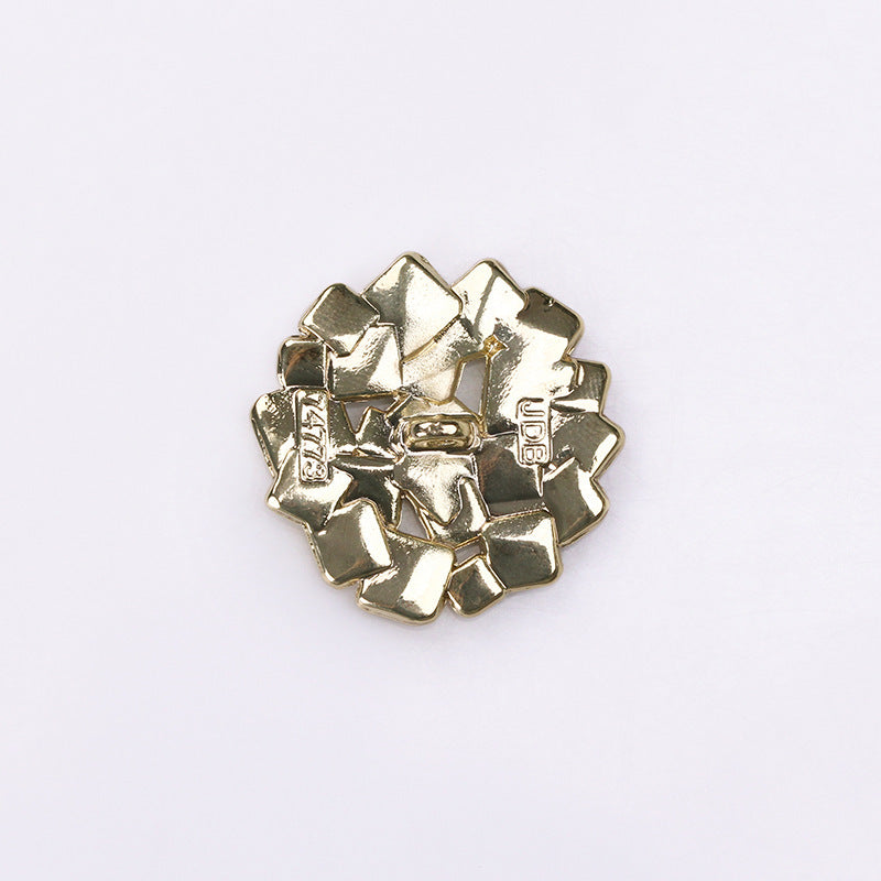 Square metal shank buttons in nickel silver finish, set of 20, front view