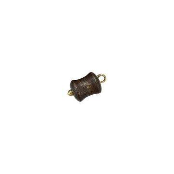 Brown wooden concave cylinder buttons with gold loop, 8mm style