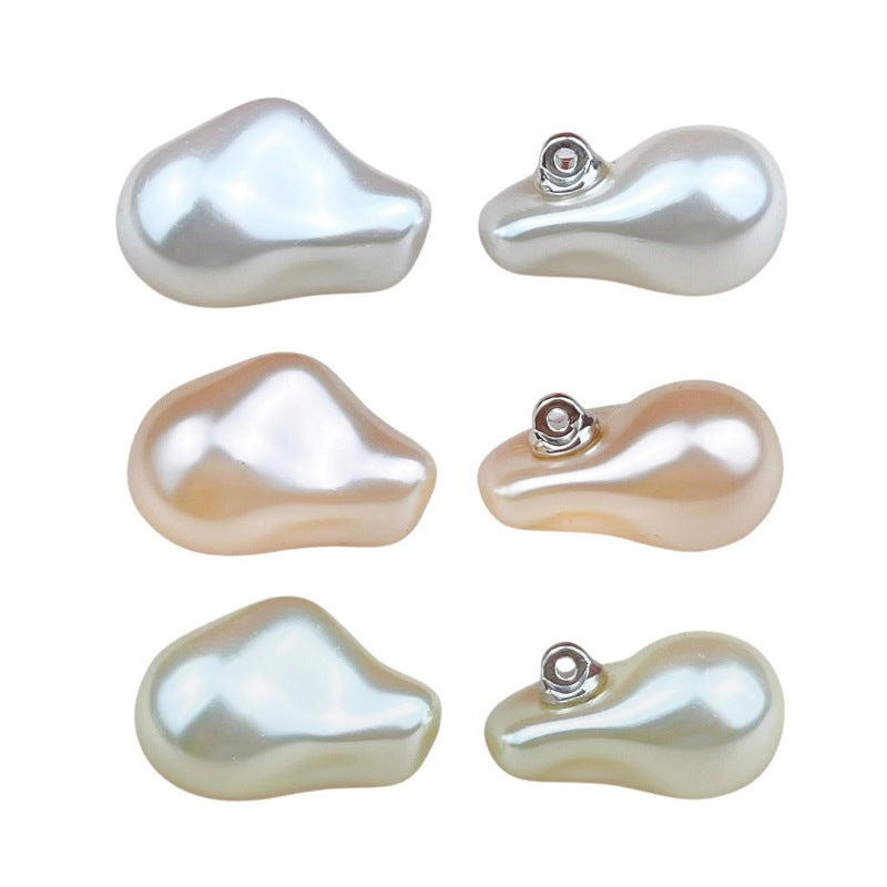 18/23MM high-gloss peanut pearl cheongsam buttons, White; 2 pcs shown