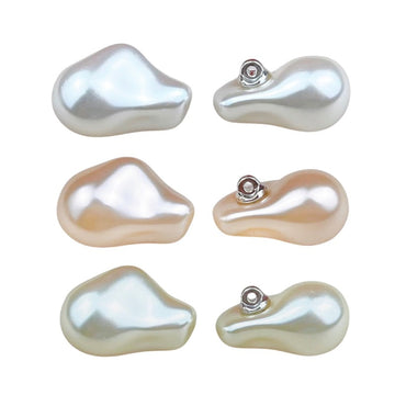 18/23MM high-gloss peanut pearl cheongsam buttons, White; 2 pcs shown