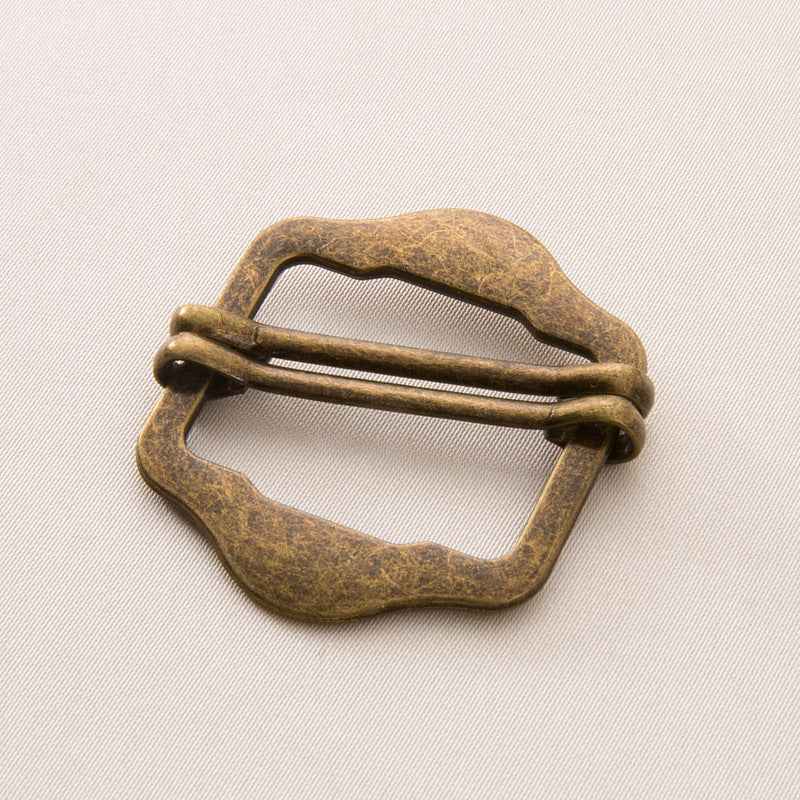 Bronze metal slide buckle with double pins, 1–3 cm, for belt bag straps
