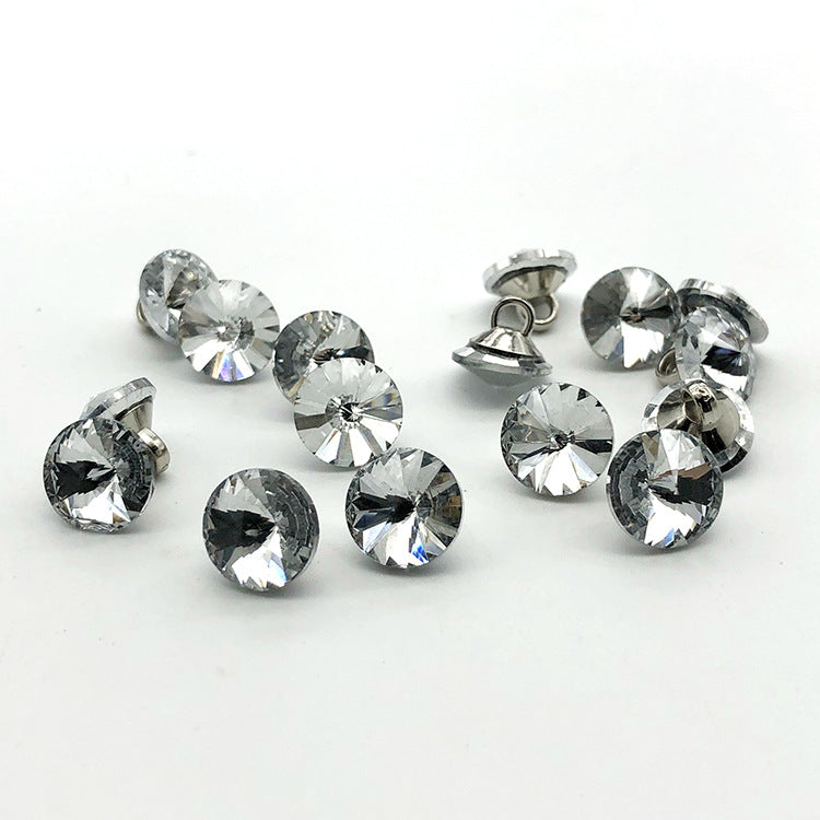 18mm crystal rhinestone shank buttons, round clear stones (50 pcs).