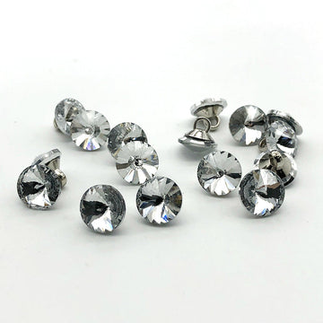 18mm crystal rhinestone shank buttons, round clear stones (50 pcs).