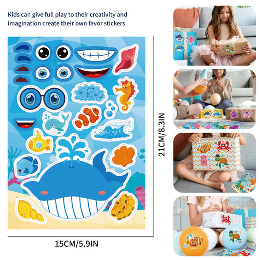 32 Sheets Cartoon Ocean Animals Make Your Own Stickers for Kids