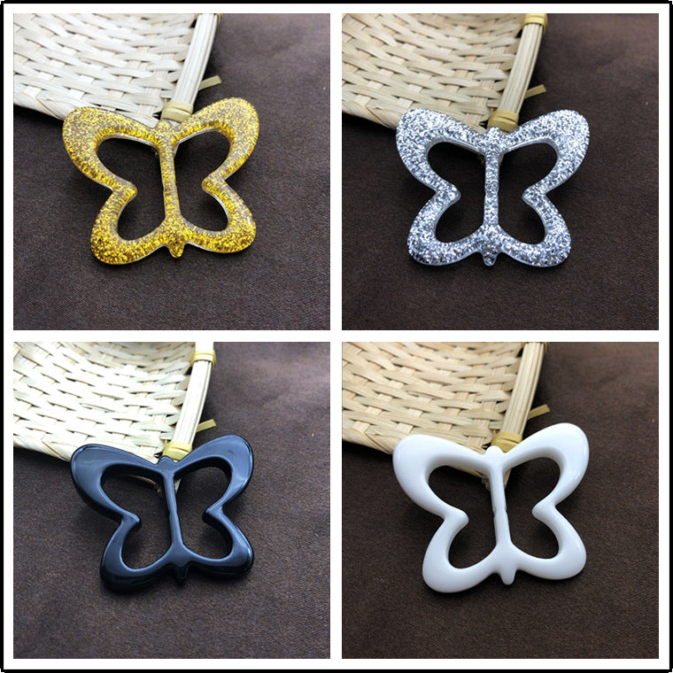 Schal-Knotenknöpfe Schmetterling in Gold, Silber, Blau und Weiß