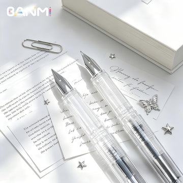 BANMI Transparent Fountain Pen for Beginner 2 Pack (EF 0.38mm & F 0.5mm)