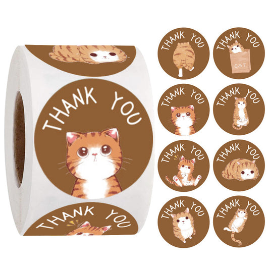 1000PCS Cat Thank You Stickers Labels for Small Business 1 INCH