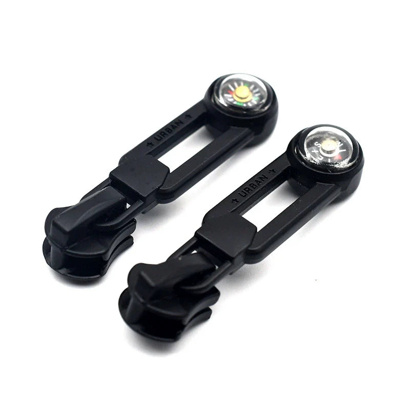 Zipper pull #5, black, round end-cap pull tabs with clip