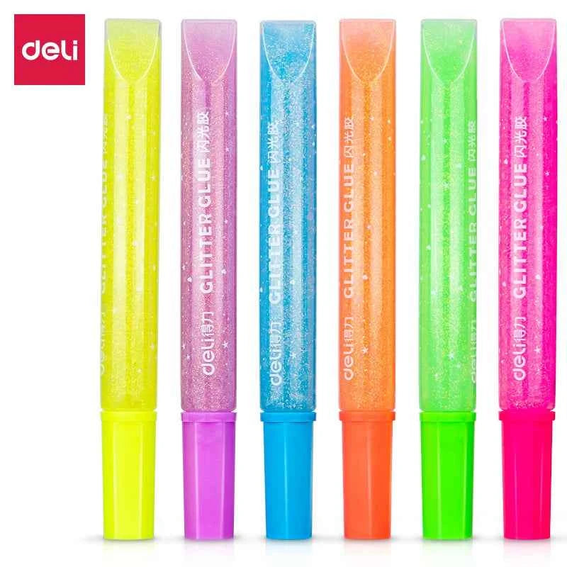 DELI 12 Color Glitter Glue Stick Pens Set 12ml