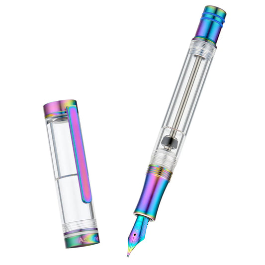 Asvine V200 Titanium Alloy Vacuum Filling Fountain Pen Laser Iridescent Finish