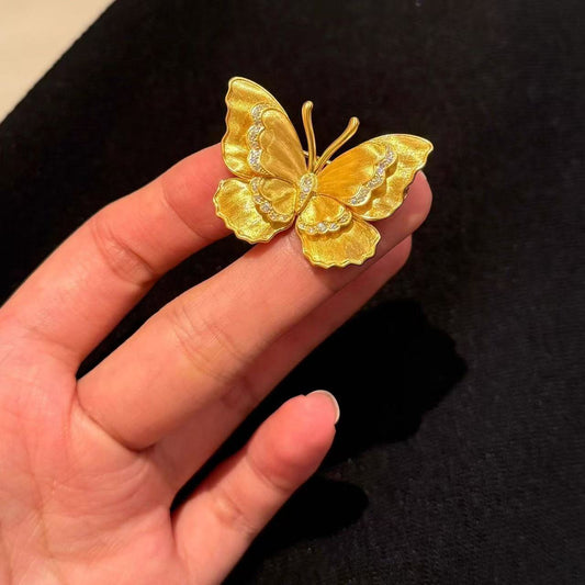 Gold Brushed Butterfly Brooch Set of 3 – Vintage Matte Finish Pins