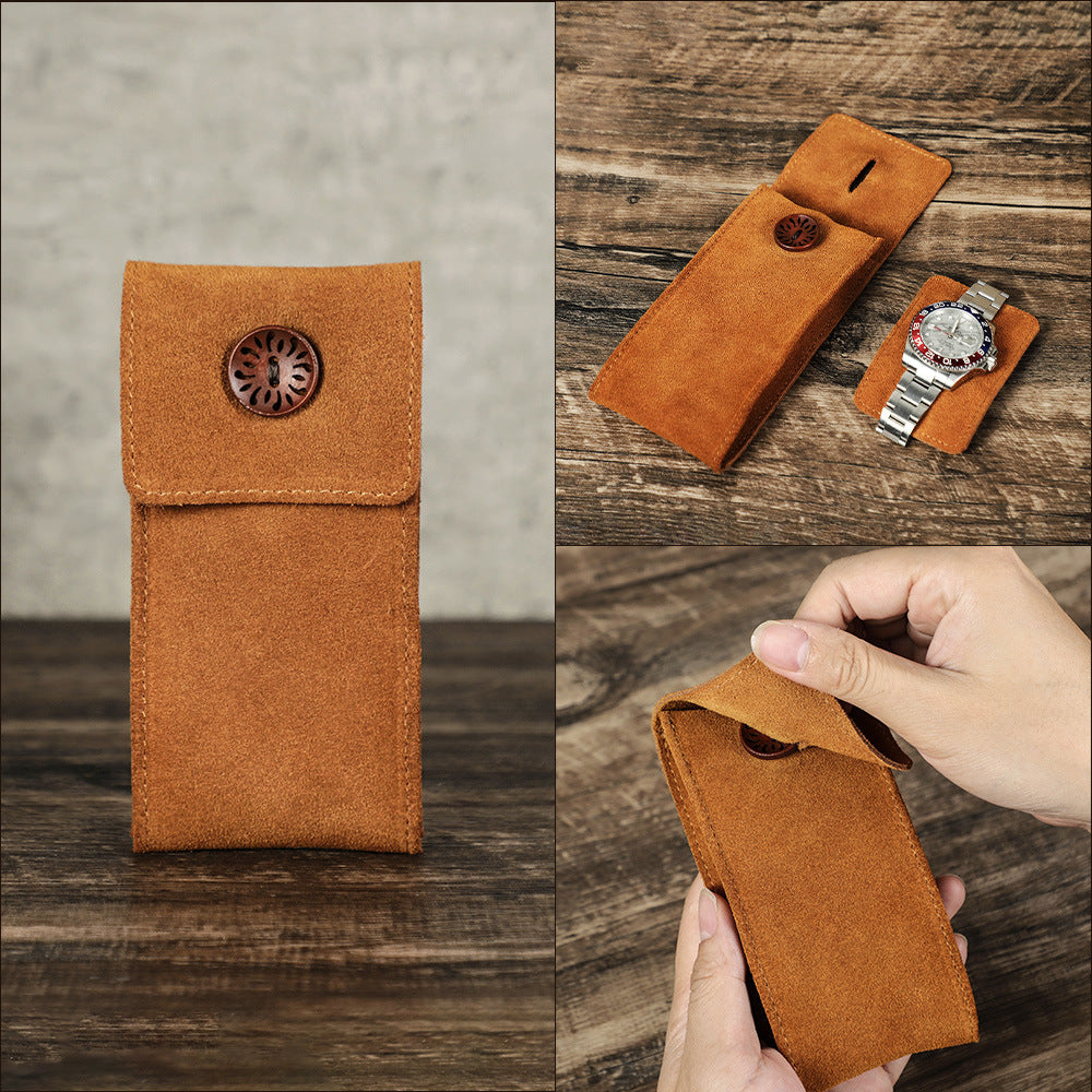 Vintage Watch Pouch – Handcrafted Suede Leather Single Watch Bag