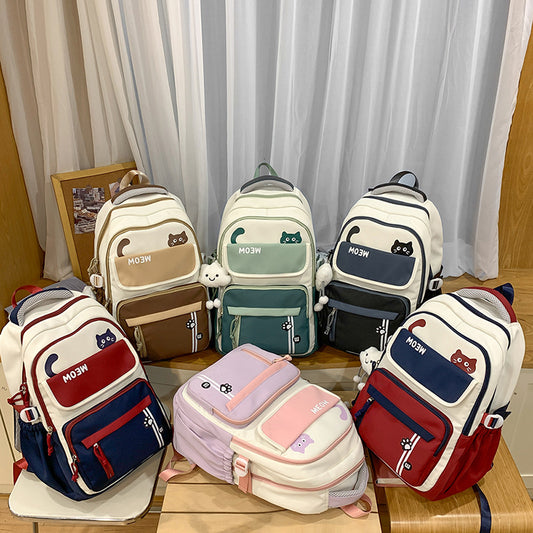 Korean Cat Series Student Backpack | Cute Lightweight School Bag for Girls