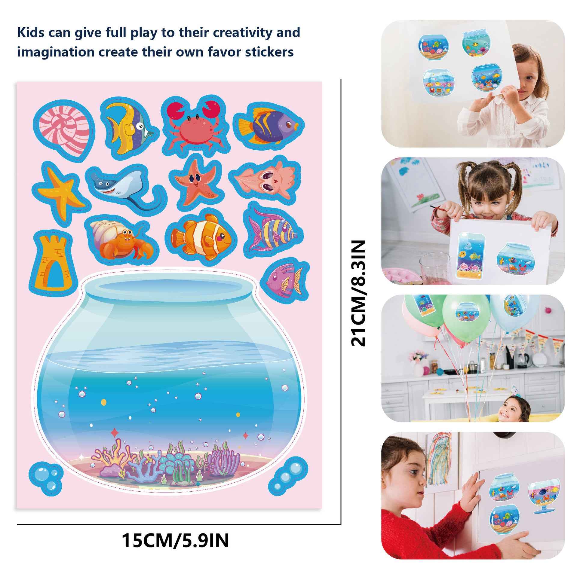 Make a Face Aquarium Fish Tank Stickers for Kids 24 Sheets