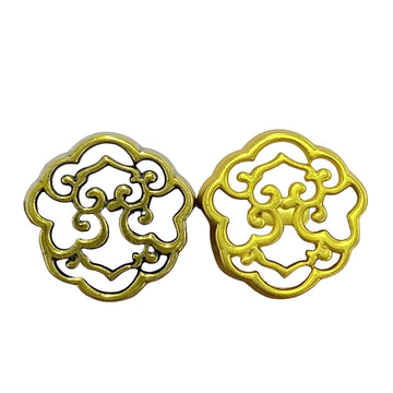 Gold metal shank buttons, hollow cloud pattern, set of 20 pieces