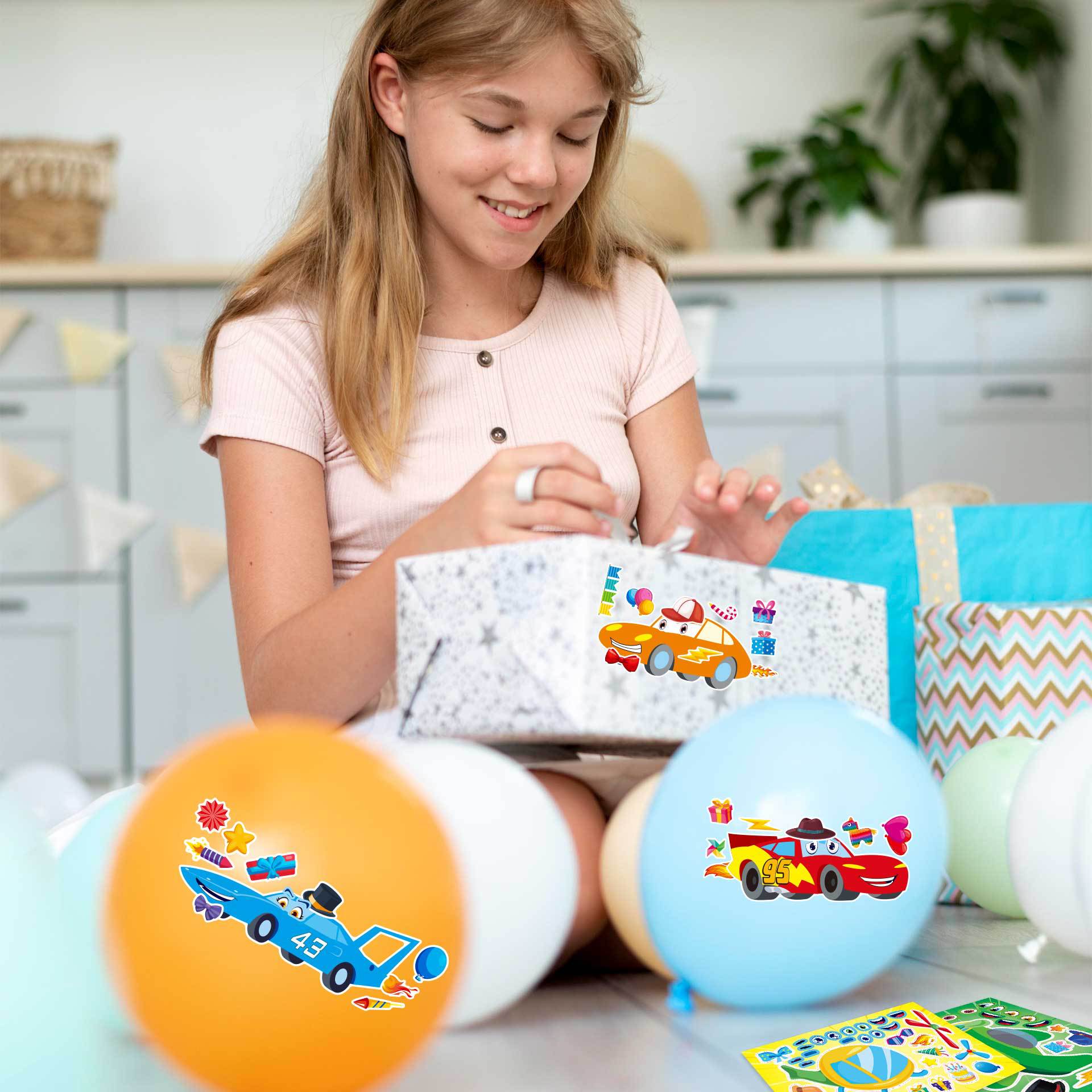 32 Sheets Cartoon Car Airplane Make Your Own Stickers for Kids
