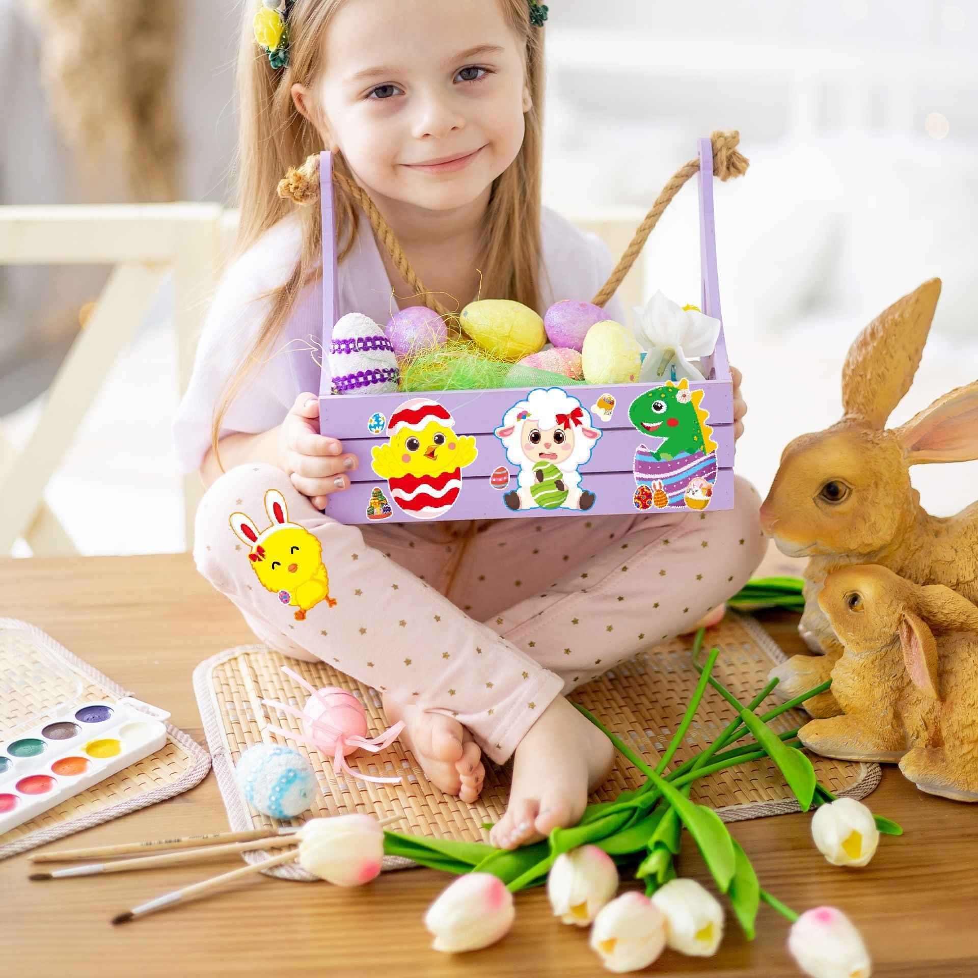 Make a Face Cartoon Easter Rabbit DIY Stickers for Kids 24 Sheets