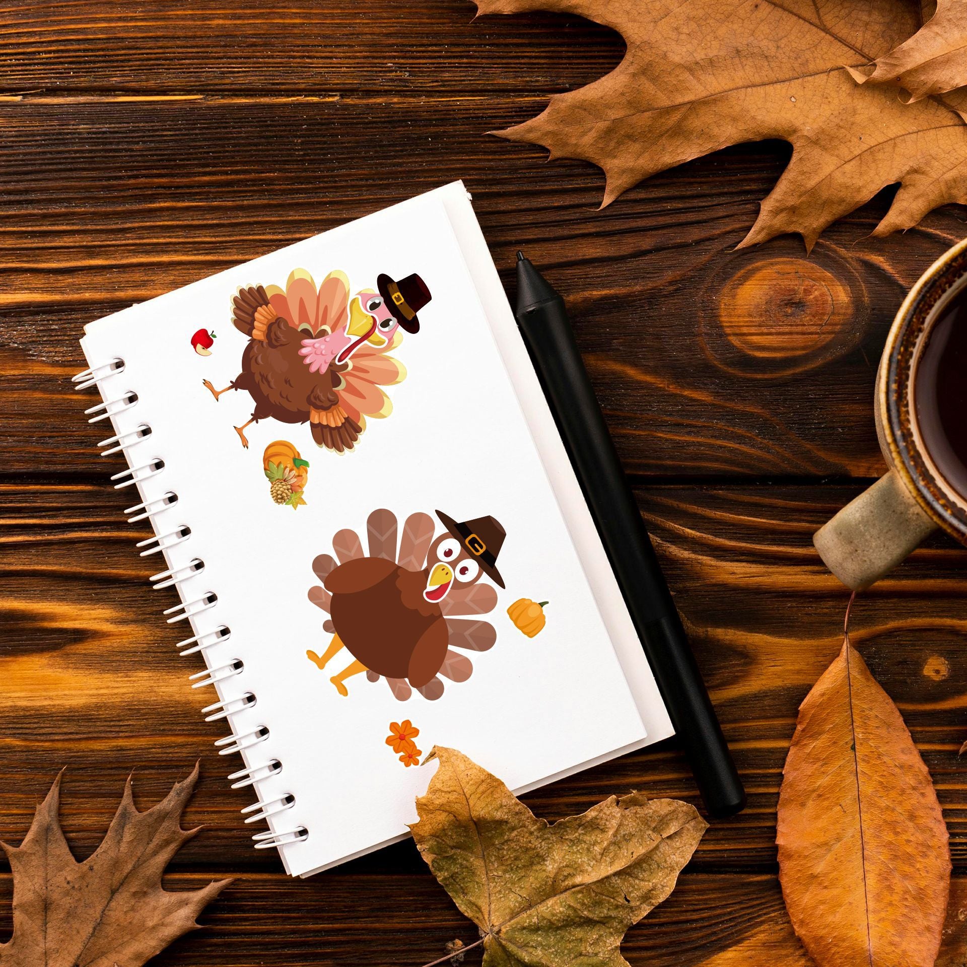 24 Sheets Thanksgiving Make A Turkey Stickers for Kids
