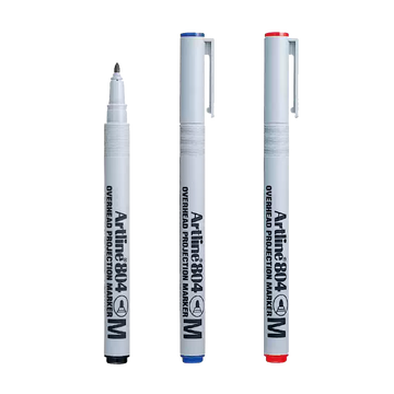 Artline 804 M Overhead-Projektionsmarker, runde Spitze mit 1 mm, radierbare Tinte auf Wasserbasis, 3er-Pack