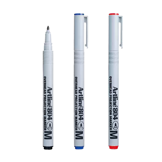Artline 804 M Overhead Projection Markers, 1mm Round Tip, Erasable Water-Based Ink, 3-Pack 3 Mixed Color