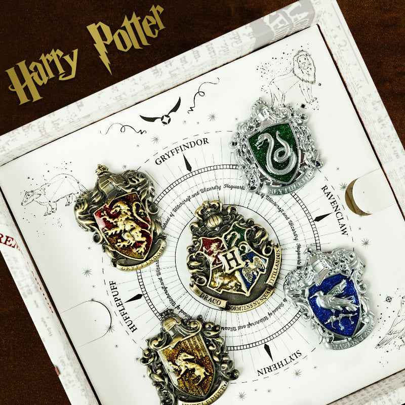 Harry Potter Metal Badge Set – Hogwarts House Crest Pins 5 Pack