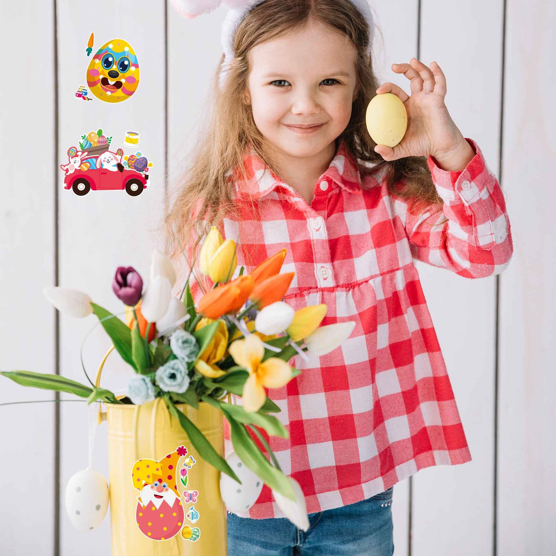 24 PCS Easter Stickers for Kids Make a Face Sticker DIY