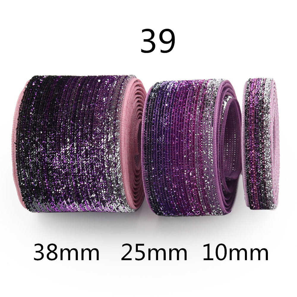 10/25/38mm gradient chenille sparkle ribbon, style 39; lilac to dark purple