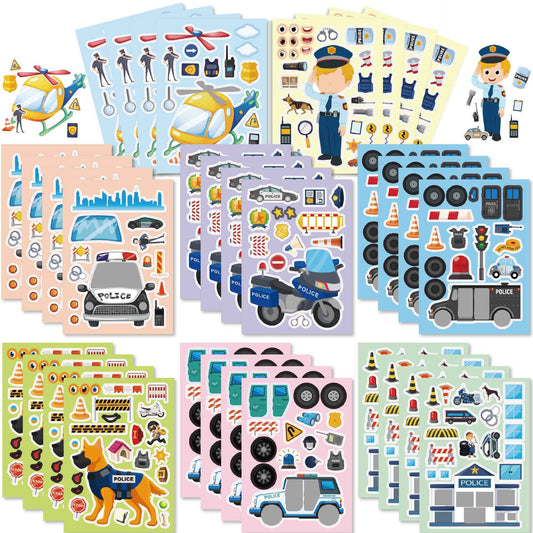 Make a Face Cartoon Police Stickers for Kids 24 Sheets