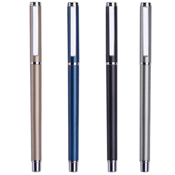 Deli S82 Metal Barrel Gel Pen 0.5mm Black Ink - 4 Pack