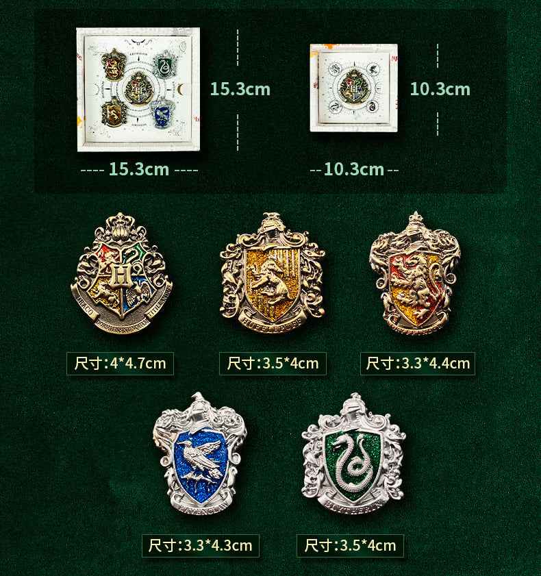 Harry Potter Metal Badge Set – Hogwarts House Crest Pins 5 Pack