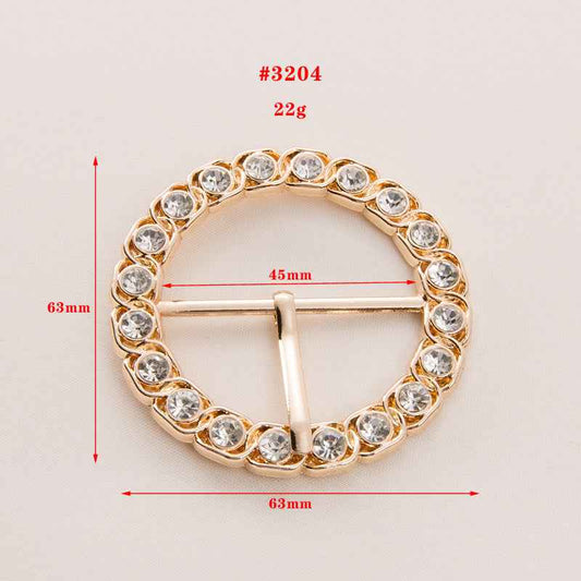45mm Gold & Silver Metal Rhinestone Round Belt Buckle 20 Pack