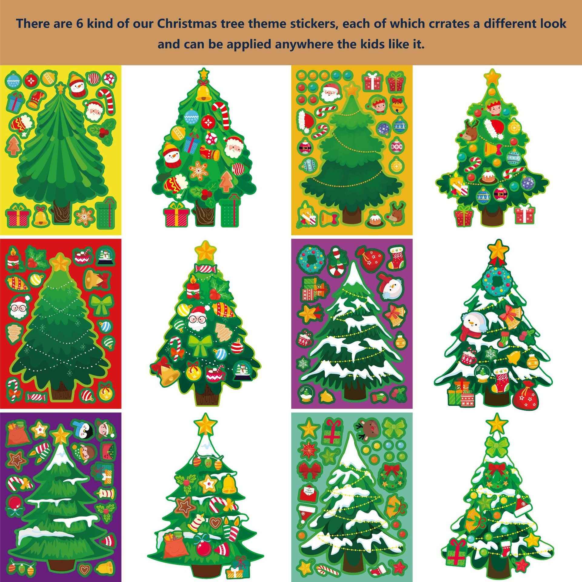Make a Face Christmas Tree Stickers for Kids 24 Sheets