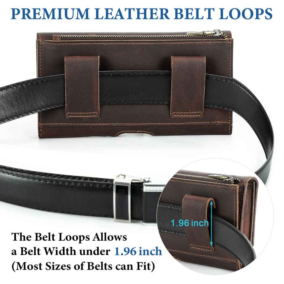Contacts Family Phone Holster – Leather Belt Case for 6.7" Phones
