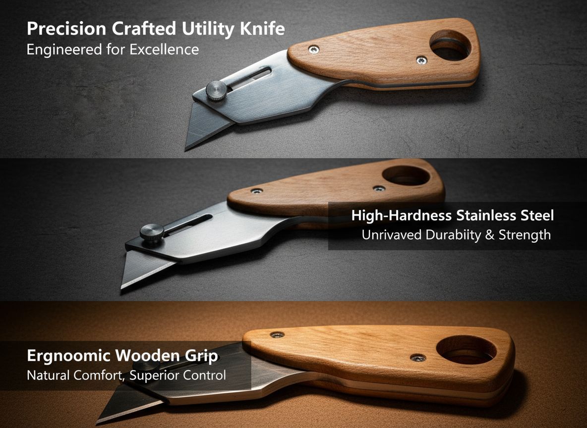Professional Leather Skiving Knife Wooden Handle 152mm Stainless Steel