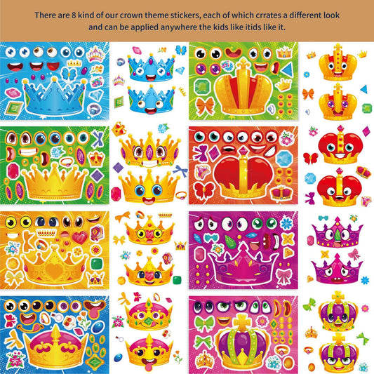 Make a Face Cartoon Crown DIY Stickers for Kids 24 Sheets