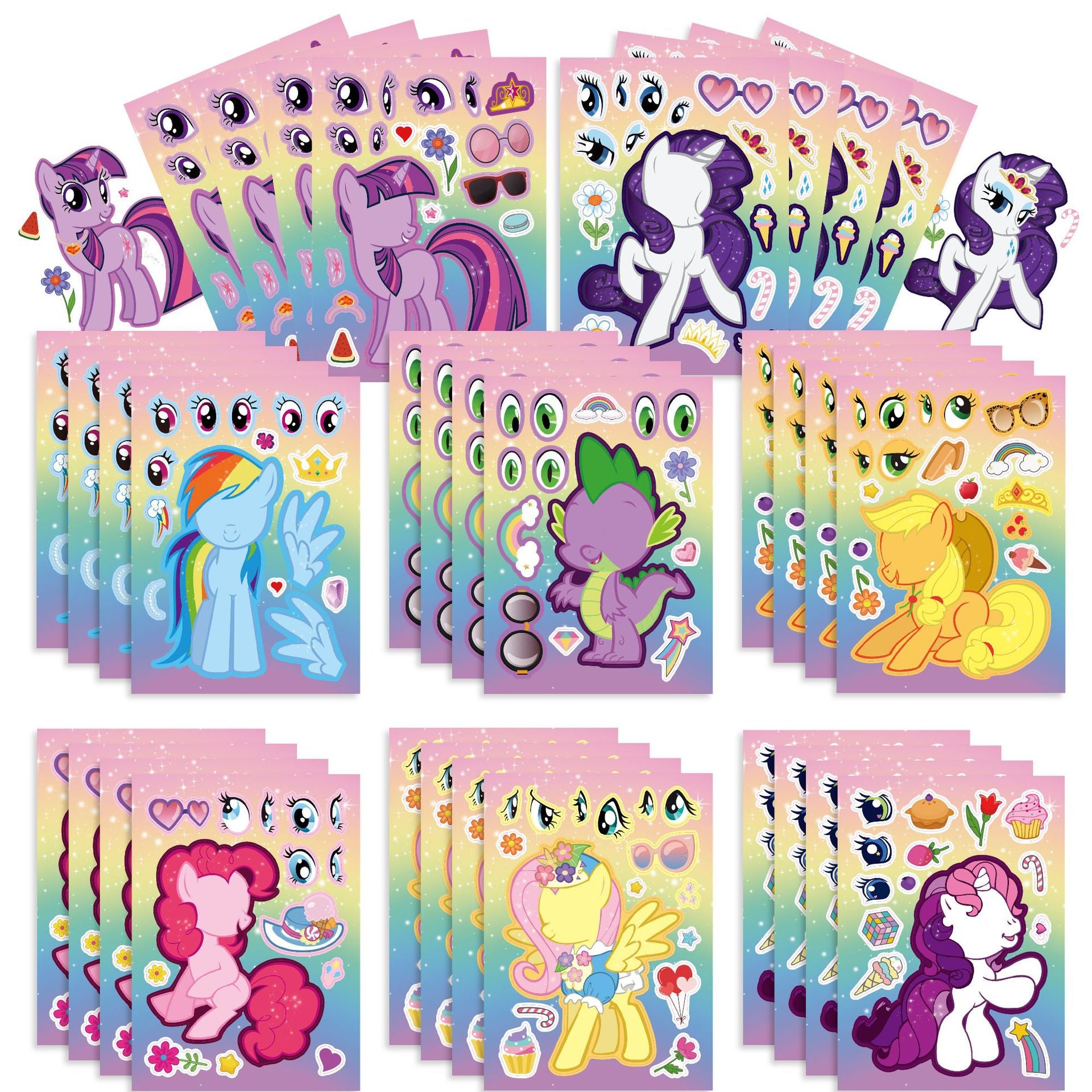 32 Sheets My Little Pony Make a Face DIY Stickers for Kids - TTpen